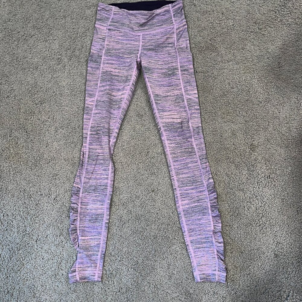 Lululemon Wunder Train Rushed Full Length Tights Leggings Lavender & Pink EUC  4
